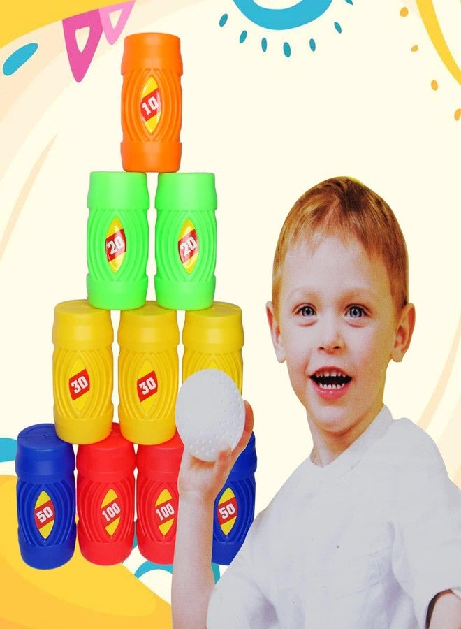 غلان مجموعة ألعاب بولينج GLAN Hit and Earn Target للأطفال، تتضمن 10 علب زجاجات وكرتين، لعبة مسلية داخلية وخارجية، متعددة الألوان، عبوة واحدة (مجموعة بولينج صغيرة). - Image 3